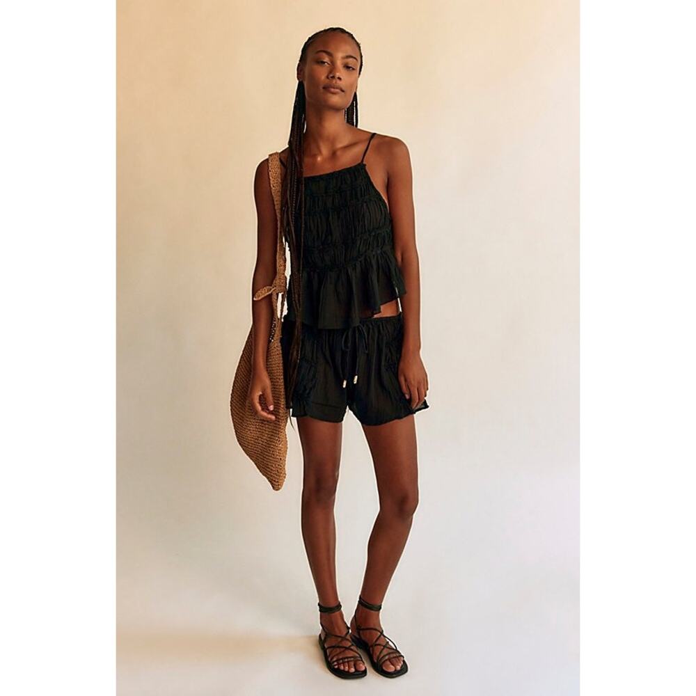 New Free People FREE-EST Angelina Short Set $78 X-SMALL Black Semi Sheer